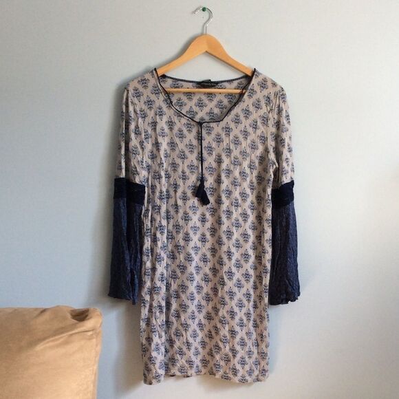 BOHO/Hippie Blue Patterned Dress - Picture 5 of 12